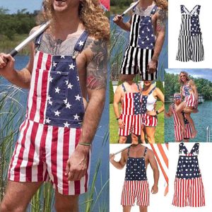 Men's And Women's Striped Star Shorts American Independence Day Flag Pair Suspenders T230516
