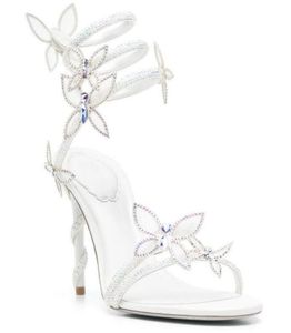 Rene Caovilla stiletto heels sandals cleo Margot butterfly-detailing sandals luxurys designers dress shoes ladies slipers rhinestone studded sandal 35---42 XXOXXO