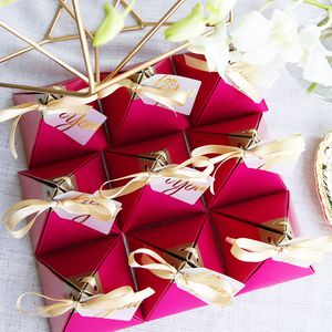 Gold Plated Wedding Candy Box Triangle Wedding Festival Supplies Rose Candy Box Wedding Companion Gift