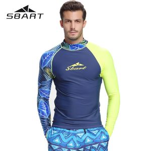 Wetsuits Drysuits Sbart Men Rash Guard Surfing Diving Suits Badkläder långärmad kostym Swim Floatsuit Topps UV Swimming Rashguard Förhindra maneter 230515