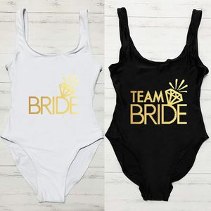 Kvinnors badkläder Bachelor Party Swimsuit Team Bride Diamond Print badkläder Kvinnor Plus Size Bathing Suit Beach Bodysuit Monokini 230512