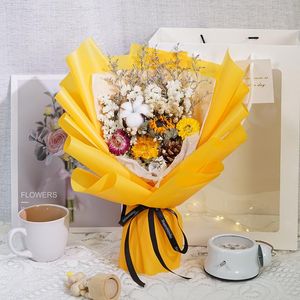 Decorative Flowers Valentine's Day Immortal Dried Flower Bouquets For Boyfriend Girlfriend Gypsophila Sunflower Birthday Gift Gives