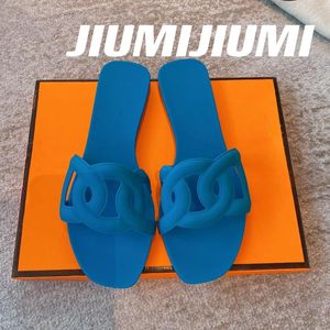 샌들 Jiumijiumi 273 2024 EST Summer Beach Slippers 슬라이드 돼지 노즈 여자 야외 휴일 Zapatos de Mujer