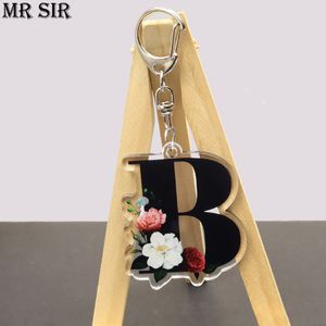 Litera mody Blakin angielski Początkowy alfabet kwiat akrylowy klawisze kluczyki klucze torby