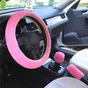 New Car Steering Wheel Cover Gearshift Handbrake Cover Protector Decoration Warm Super Thick Plush Collar Soft Women Man