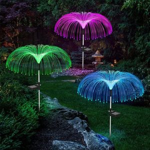 Solbelysning utomhus vattentät dekorativa fibermaneter lampor med 7 färgbyte, LED -blommeljus trädgård, stavljus för gård uteplats väg