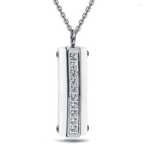 Pendant Necklaces White 1Row CZ Crystal Ceramic Necklace Women Engagement Promise Wedding Jewelry For