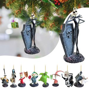 Ciondolo appeso di Natale di Halloween Figura di cartone animato in acrilico Stampa fronte-retro Zaino Portafoglio Borsa Decorazione dell'albero di Natale