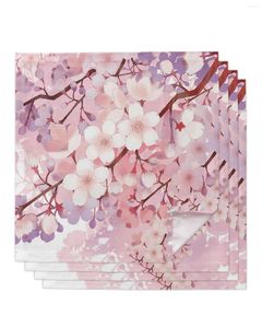Столовая салфетка 4pcs художественные розовые цветочные квадратные салфетки 50см.