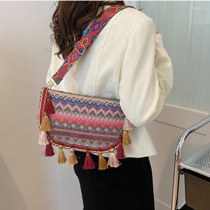 Bolsas de cintura bolsa de ombro para mulheres bohemia fêmeas femininas femininas femininas pequenas moda ajustável colorida com borla