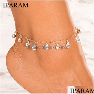 Anklets Vintage Fashion Pendant Crystal Anklet For Women Link Chin Bohemian Gold Sier Color Shoe Boot Chain Bracelet Foot Jewelry Dr Dh7Gc