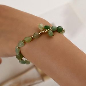 Strang Natürliche Grüne Aventurin Stein Armband Mode Unregelmäßige Perlen Charms Herzen Türkis Stretch Armbänder Armband Für Frauen
