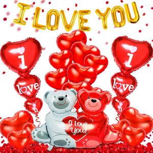 Party Decoration 1Set Valentine's Day I Love You Hug Bear Balloons Foil Heart Balloon For Wedding Baby Shower Birthday Supplies