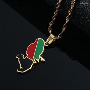 Pendant Necklaces Stainless Steel Martinique Map Flag Jewelry