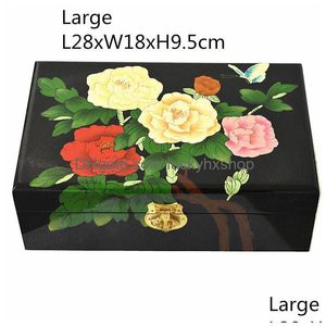 Jewelry Boxes Vintage Big Decorative Wood Colorf Box Deluxe Storage Organizer Case 2 Layer Chinese Lacquerware With Lock Dro Dhoe0