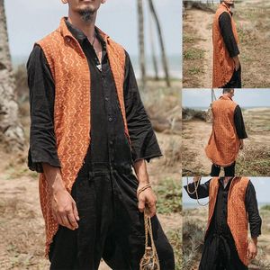 Men's Vests Summer 2023 Men's Cotton And Linen Vest Jacket European American Selling Cardigan Top