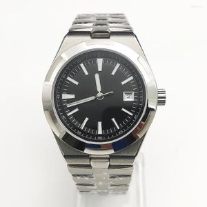 Zegarek 41 mm czarna tarcza świetlista stal ze stali nierdzewnej Automatyczne męskie zegarek mody mechaniczny Zegar Waterproof