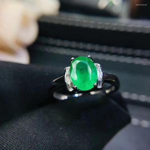 Anelli a grappolo Colombia Gioielleria raffinata Diamanti veri Gemme di smeraldo naturale Matrimonio femminile per anello da donna