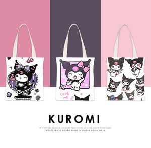 Ragazze Kawaii Kuromi Double Sides Print Zipper Borsa in tela Studentessa Accessori adorabili borse grande capacità