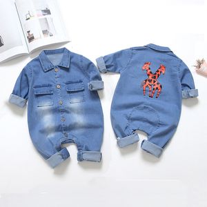 Rompers ienens Pakaian Anak Perempuan Jumper Bayi Laki Laki Celana Jeans Panjang Denim Ogólny kombinezon Balita Baru Lahir Baju Olahraga 230516