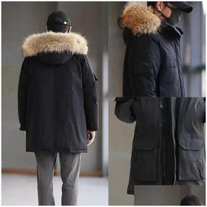 Giacche da uomo 2023 Uomo Inverno Giù Parka Jassen Chaquetas Capispalla Pelliccia di lupo Con cappuccio Manteaus Wyndhams Giacca Cappotto Lettere stampate Dh3Ju