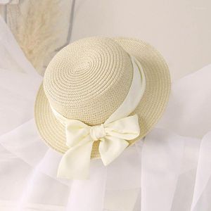 Chapéus infantis laço laço verão meninas praia chapéu de sol moda criança menina proteção bebê palha 2-6 anos