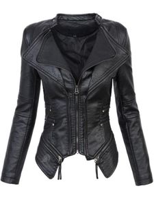 Women's Leather & Faux PU Gothic Jacket 2023 Women Winter Autumn Zipper Motorcycle Coats Short Black Outerwear