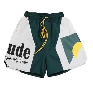 Rhude Designer Shorts Męskie Modne spodnie plażowe Sports Fitness Luksusowa wysokiej jakości Summer Scasual Szybkie suszenie oddychające Mesh XL 1 Jxyy