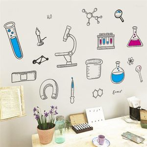 Wall Stickers Cartoon Science Laboratory For Classroom Study Room Kids Bedroom Decoration Nursery Mural Art Diy Pvc Home Decals