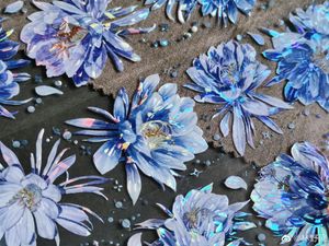 Gift Wrap Vintage Blue Purple Epiphyllum Floral Washi PET Tape For Card Making Decoration DIY Scrapbooking Plan Stickers