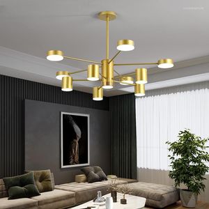 Kronleuchter Pendelleuchten Moderne LED-Kronleuchter für Wohnzimmer Schlafzimmer Schwarz Gold Eisenfarbe Lampen Innen dekorative Beleuchtung Leuchte