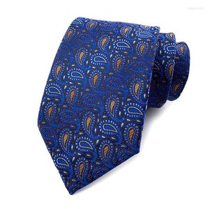 Yay Ties Yishline Erkekler İçin İpek Kravat Mavi Sarı Paisley Ascot Gravatas Corbatas Para Hombre Bouton de Manchette Aksesuarları TK06