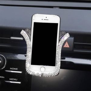 Crystal Diamond Universal Car Phone Holder Bling Rhinestone Car Air Vent Mount Stand Mobiltelefon GPS Holder för iPhone Samsung