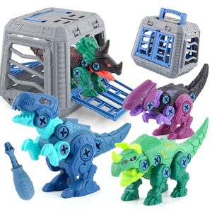 Bloklar DIY Sökme Dinozor Modeli Oyuncak Vidalama Somun İnşaat Seti Yaratıcı Aracı Montessori Eğitim Mühendislik Oyunu Boy 230516