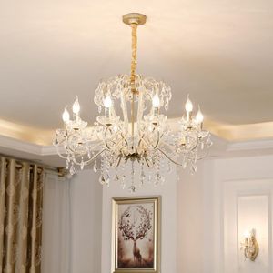 Chandeliers LED Pendant Lamp American Living Room Crystal Chandelier French Candle Bedroom High End Study Reading European