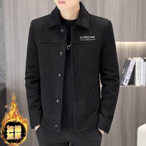 Men's Wool & Blends Autumn Winter Solid Color Jackets For Lapel Single Breasted Casual Business Trench Coat Slim Social Overcoat
