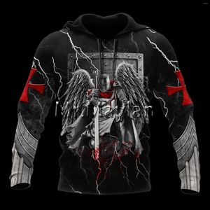 Herrtröjor Est Knight Templar Armor Pullover Streetwear Harajuku Funny Tracksuit 3DPrint Zipper/Hoodies/Sweatshirt/Jacket/Men/Women S668