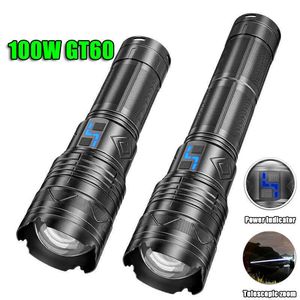 Фонарики Forches E2 Мощный 100W GT60 High Power Led Flashlight Super Bright Camping Spotlight Torch Outdoor Tactical Flashlight EDC Flash Light P230517