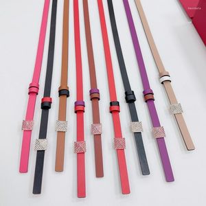 Belts Leather Fine Version 1.2 With Waist Trim Colorful Women's Pantbelt Drill Pointed Pile Top Coat Thin Belt