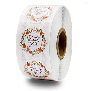 Gift Wrap Floral Thank You Seal Sticker Handmade Sealing Paper Label Bag Candy Box Packaging Wedding Baking Stickers