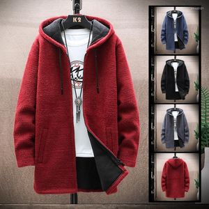 Suéteres masculinos suéter casaco homens 2023 inverno grosso quente com capuz jumpers masculino listrado listro de lã com zíper de lã SweaterCoats m-3xl