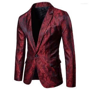 Męskie garnitury trend męski kurtka mokrej fioletowe bankiety Party Wedding Party One Button Slim Performance Dress Bar Night Club gospodarz Bright Top