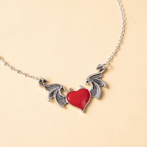 Creative Devil Heart Necklace Alloy Drop Nectarine Heart Demon Wing Pendant Necklaces Jewelry collares gargantilla mujer