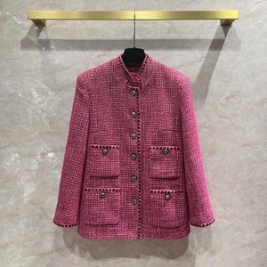 Jackets femininos 2023 Fall Winter Girls Girls Tweed Wool Plaid Office Lady Casat Chacket Outcoat Tops