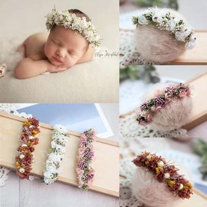 Hårtillbehör Född POGRAFI PROPS blomma pannband Floral tieback headress för baby flickor studio po spädbarns huvudbonader