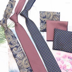 Bow Ties Mens Tie Cravat Set Jacquard Ekose Erkekler Hediye Çizgili Boyun Düğün Casaual Suits Sıska Kravat Gömlek Aksesuarları