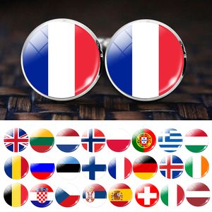 Men Fashion Europe Countries National Flag Cufflinks Spain UK France Russia Italy Germany Poland Flag Suit Cuff Links Button