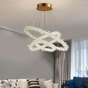 Ljuskronor lyxig LED Crystal Chandelier för vardagsrum modern heminredning runda hängande lampringar design sovrum inomhus belysning fixtur