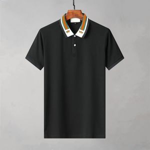 Mäns T-shirts 2024 Ny kort ärm Mens Business Casual Top Summer Cotton Lapel Polo broderad solid Color Mens T-shirt 240412ZPJH
