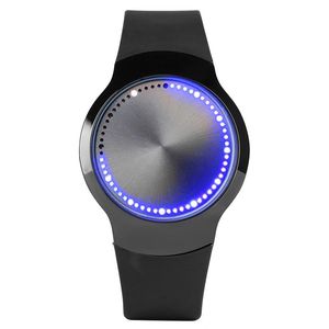 Wristwatches Creative Black White Men Women's LED Display Digital Watch Cool Stainless Steel Rubber Strap Touch Screen Couple Watches